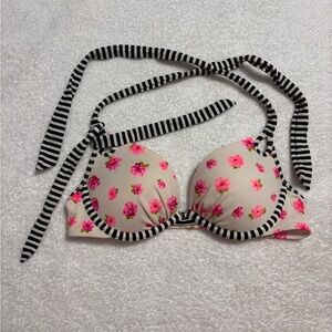 Victoria's Secret floral striped Bombshell push-up halter bikini top Size 34A